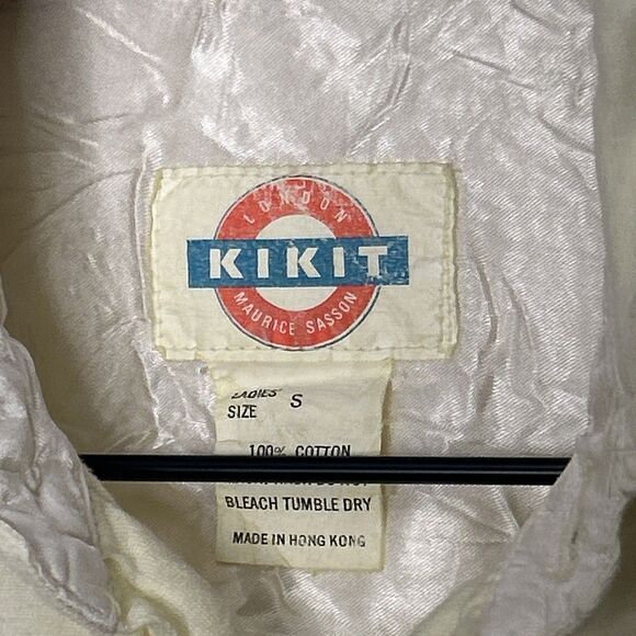 Vtg Kikit Maurice Blouse Women Small Butter Yellow Short Sleeve Boxy 1985 cotton - Picture 2 of 4